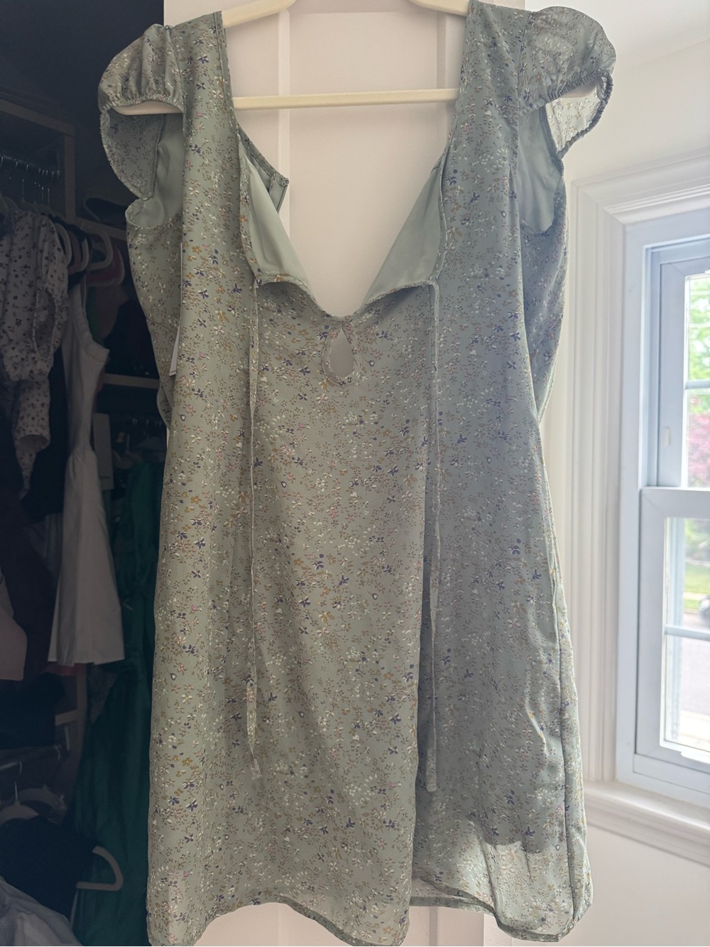 Nordstrom Light Green Floral Mini Dress